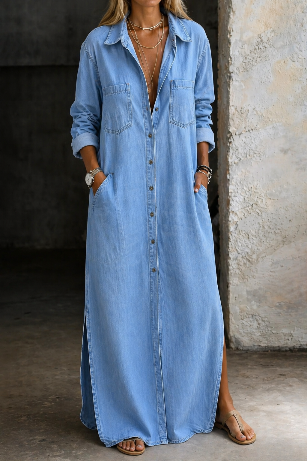 Daphne | Šaty z denimu s knoflíkovým zapínáním