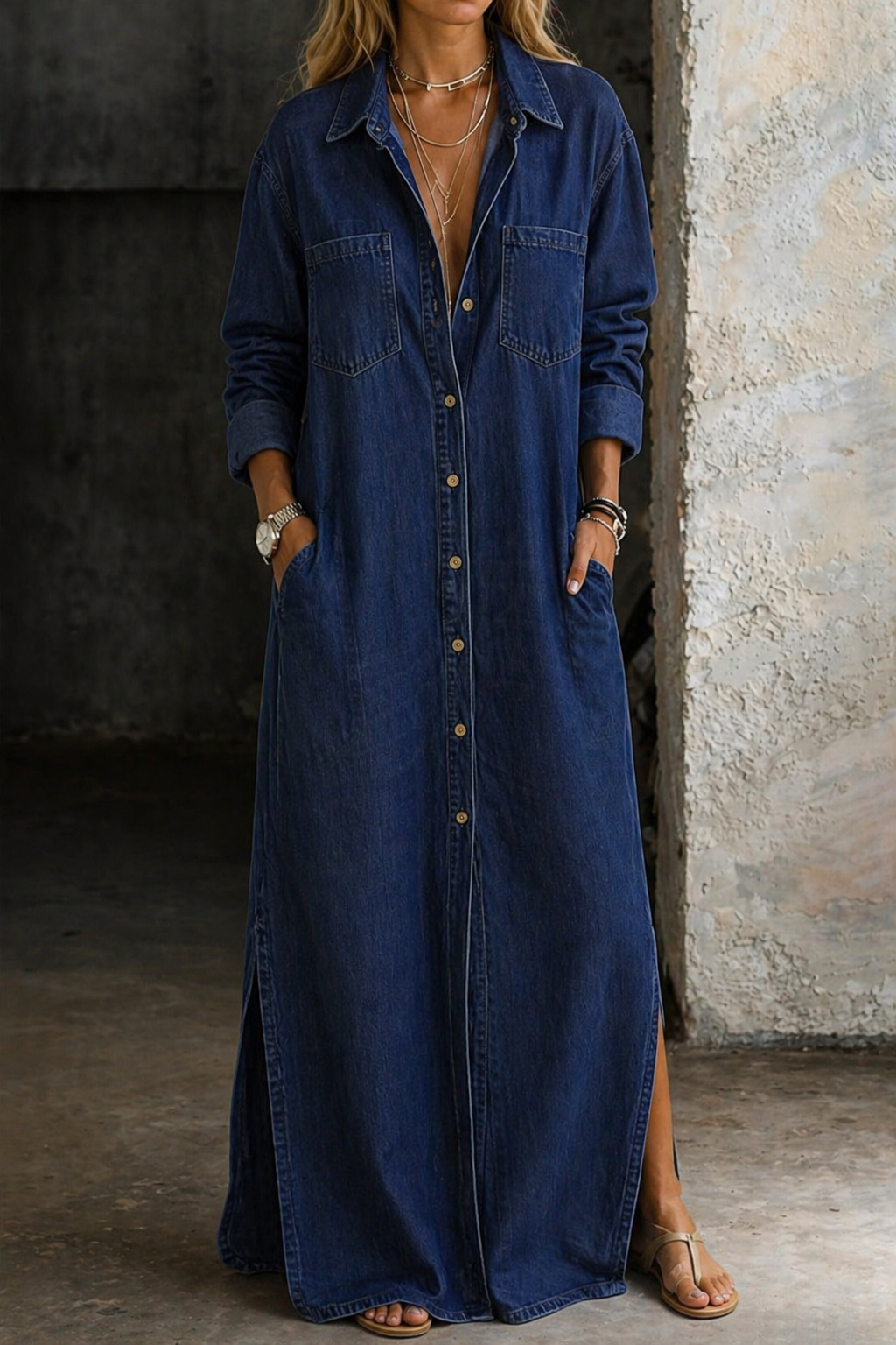 Daphne | Šaty z denimu s knoflíkovým zapínáním