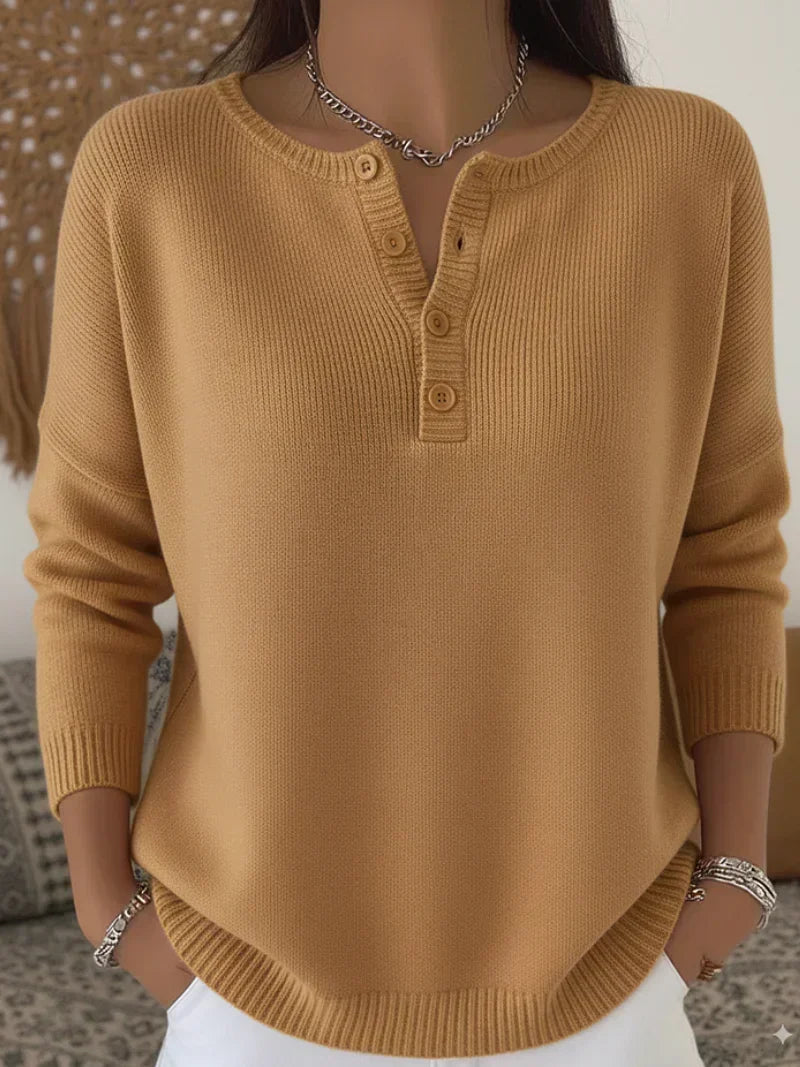Carol | Pletený svetr Henley s knoflíky
