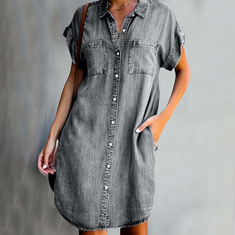 Cora | Šaty z denimu s knoflíky vpředu