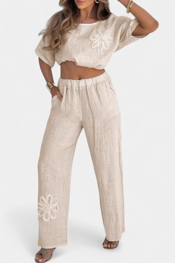 Vyšívaná lněná souprava - Natalia Casual Collection