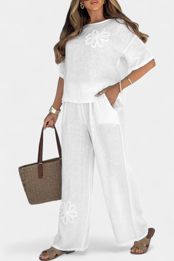 Vyšívaná lněná souprava - Natalia Casual Collection