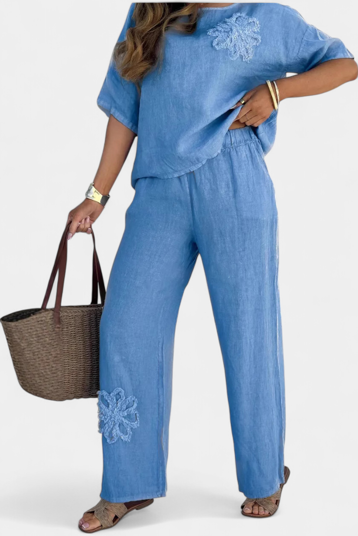 Vyšívaná lněná souprava - Natalia Casual Collection
