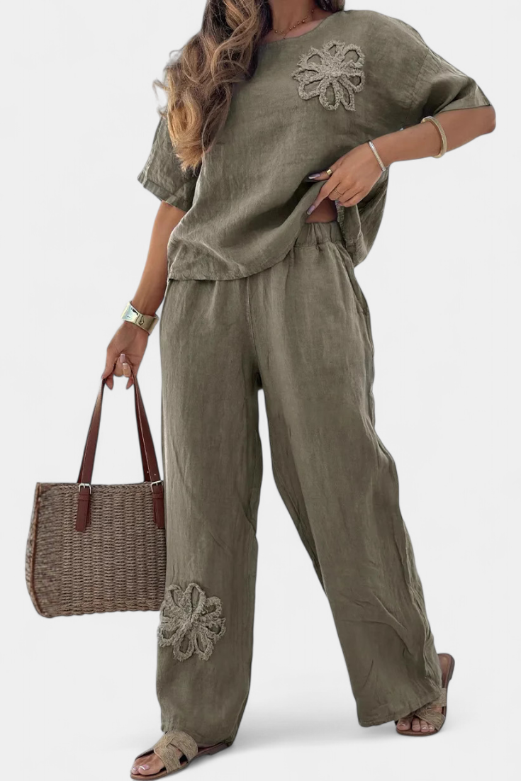 Vyšívaná lněná souprava - Natalia Casual Collection