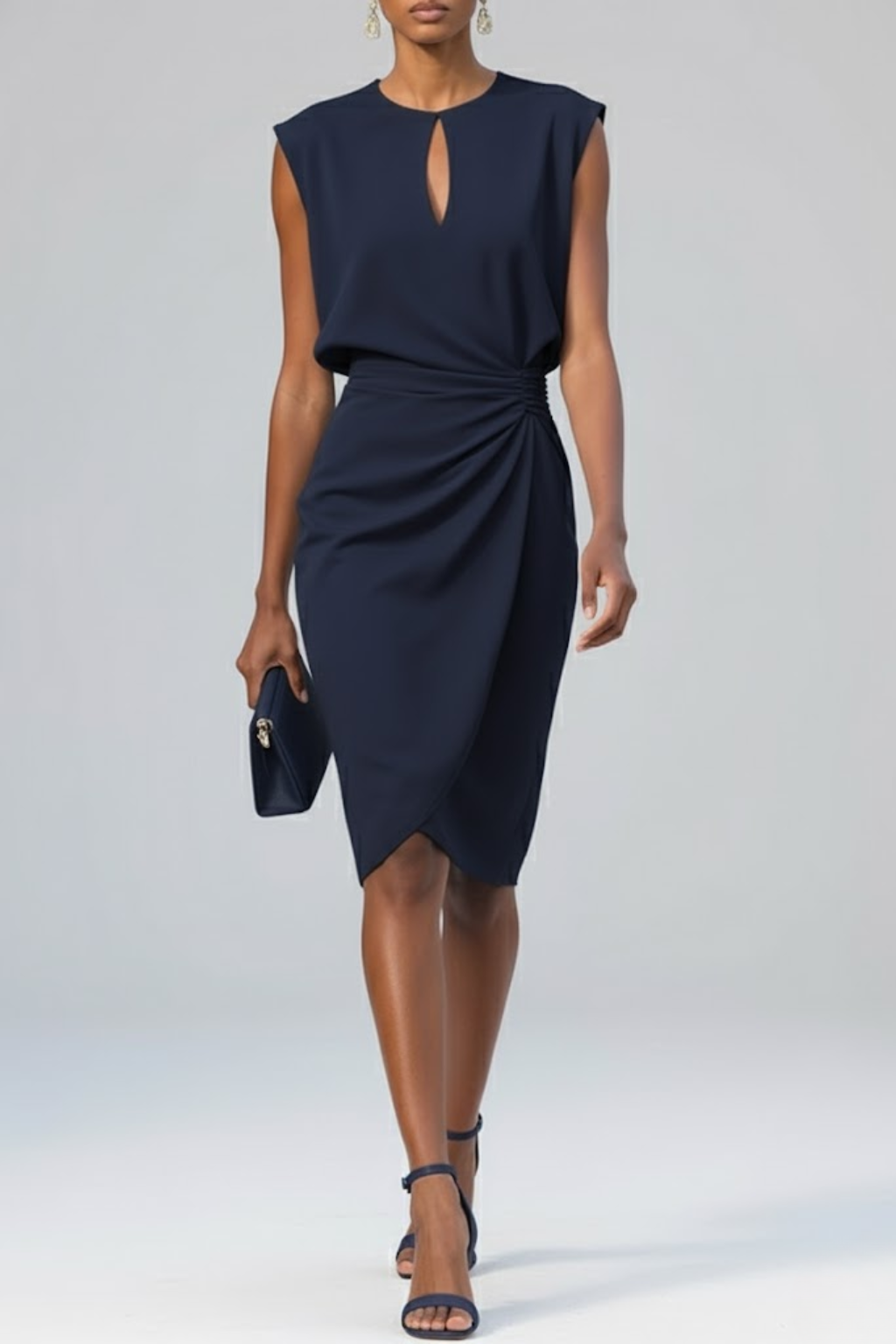 Eloise Draped Midi Šaty