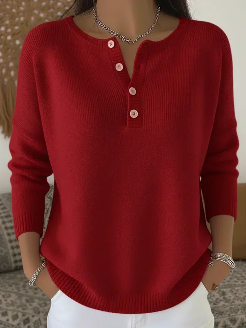 Carol | Pletený svetr Henley s knoflíky